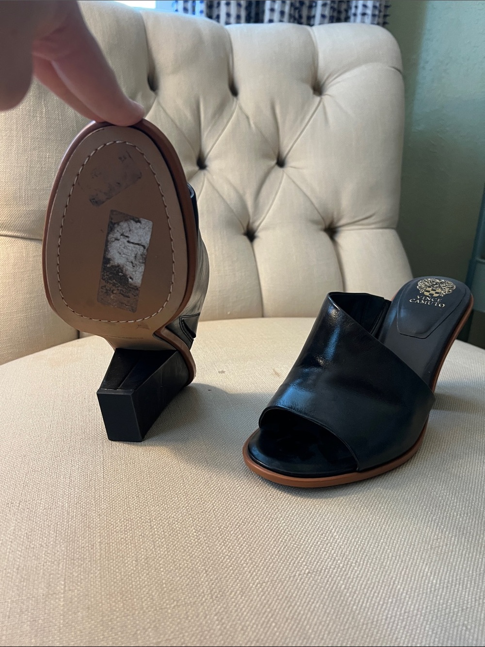 Vince Camuto Black Slide Mule Sandals - Picture 3 of 4